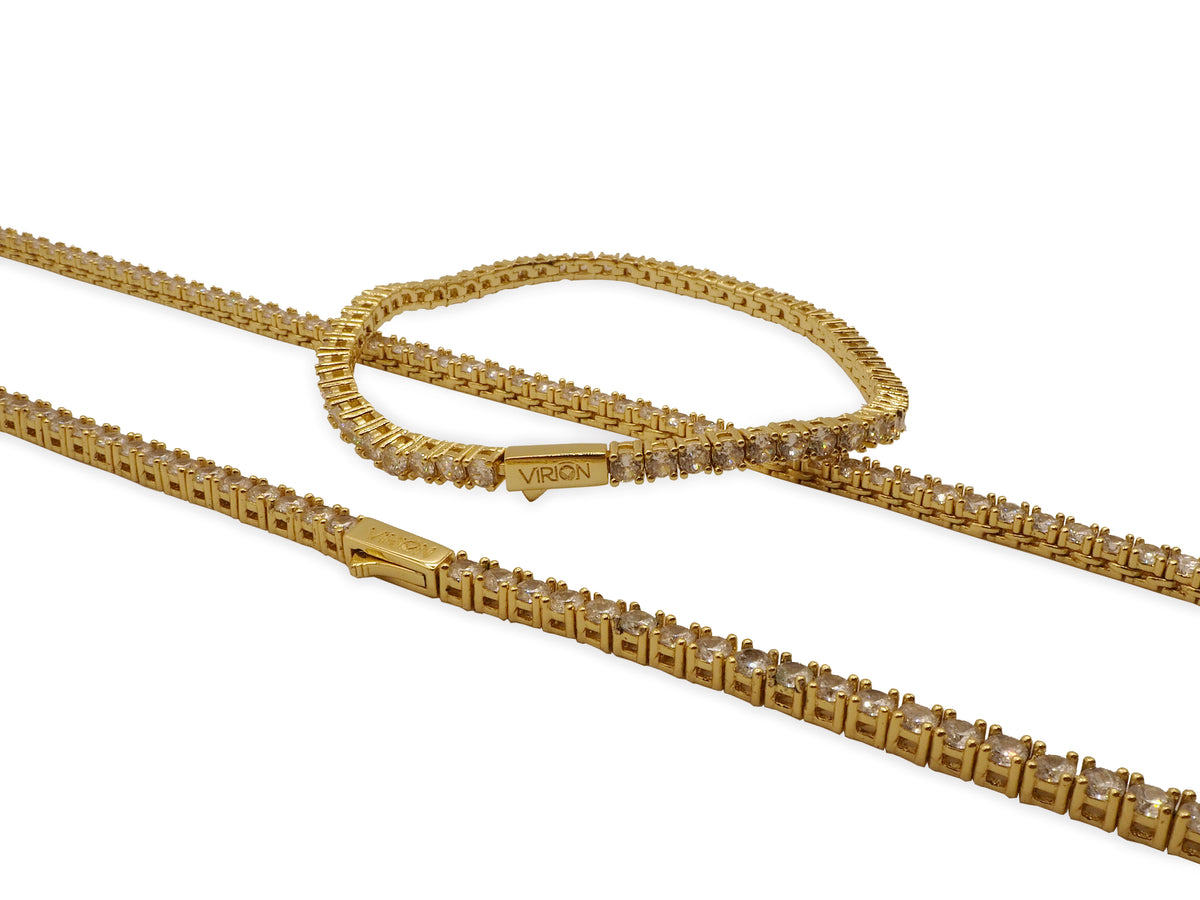 Conjunto Tennis Gold 3mm